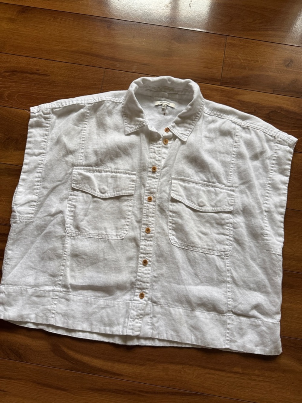 Madewell White Boxy Linen Blouse L